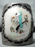 300 Gram Best Vintage Native American Zuni Bird Turquoise Inlay Sterling Silver Bracelet-Nativo Arts