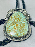 Monumental Vintage Native American Navajo Royston Turquoise Sterling Silver Bolo-Nativo Arts