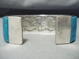 Large Wrist Vintage Native American Navajo Turquoise Inlay Sterling Silver Bracelet-Nativo Arts