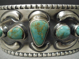 Heavy Jeff James Native American Navajo Royston Turquoise Sterling Silver Bracelet-Nativo Arts