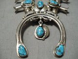 Magnificent Vintage Native American Navajo Sleeping Beauty Turquoise Sterling Silver Necklace-Nativo Arts