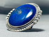 One Of The Largest Ever Vintage Native American Navajo Rounded Lapis Sterling Silver Ring-Nativo Arts