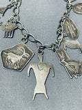 Detailed Important Vintage Native American Navajo Charm Sterling Silver Bracelet-Nativo Arts