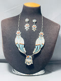 One Of Most Intricate Ever Vintage Native American Zuni Turquoise Inlay Sterling Silver Necklace-Nativo Arts