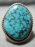 Important Vintage Native American Navajo Lone Mountain Turquoise Sterling Silver Ring Old-Nativo Arts