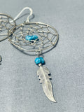 Intricate Vintage Native American Navajo Dreamcatcher Sterling Silver Earrings-Nativo Arts