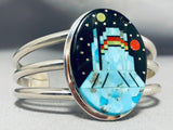 Monument Valley Turquoise Native American Navajo Sterling Silver Signed Bracelet-Nativo Arts
