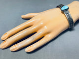 Signed Vintage Native American Navajo Gilbert Turquoise Sterling Silver Bracelet-Nativo Arts