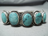 Superb Vintage Native American Navajo 5 Spiderweb Turquoise Sterling Silver Bracelet-Nativo Arts