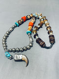 Rare Longer 32 Inch Vintage Navajo Turquoise Sterling Silver Necklace-Nativo Arts