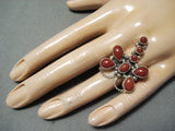 Exceptional Navajo Coral Sterling Silver Dragonfly Ring Native American-Nativo Arts
