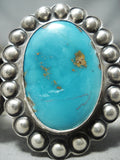 Gerald Yazzie Vintage Native American Navajo Turquoise Sterling Silver Repoussed Bracelet-Nativo Arts