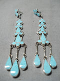 Marvelous Vintage Native American Zuni Blue Gem Turquoise Sterling Silver Earrings-Nativo Arts