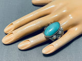 Stunning Native American Navajo Turquoise Sterling Silver Ring-Nativo Arts