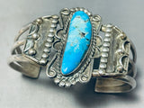 Ornate Vintage Native American Navajo Kingman Turquoise Sterling Silver Bracelet-Nativo Arts