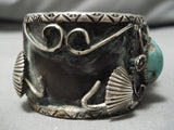Important Vintage Native American Navajo Art Acoya Turquoise Sterling Silver Bracelet Old-Nativo Arts