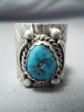 Del John Navajo Old Kingman Turquoise Sterling Silver Ring Native American-Nativo Arts