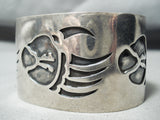 Wide Hand Tooled Vintage Native American Navajo Sterling Silver Bracelet Old-Nativo Arts