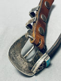 Native American Museum Vintage Zuni Turquoise Inlay Sterling Silver Ranger Belt Old-Nativo Arts