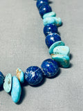 Unbelievable Native American Navajo Turquoise & Lapis Sterling Silver Necklace-Nativo Arts