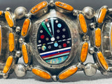One Of The Best Vintage Space Inlay Turquoise Sterling Silver Bracelet-Nativo Arts