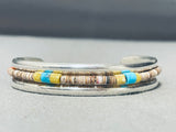 Heishi Love Vintage Native American Navajo Turquoise Sterling Silver Bracelet Old-Nativo Arts