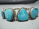 Tremendous Vintage Native American Navajo Blue Diamond Turquoise Sterling Silver Bracelet Old-Nativo Arts