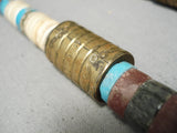 Native American Authentic Vintage Santo Domingo Tony Aguilar Sr Turquoise Brass Necklace-Nativo Arts