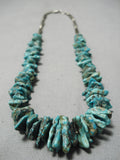 Green Nugget Collection Vintage Native American Navajo Sterling Silver Torpedo Necklace Old-Nativo Arts