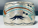 Sacred Mountain Vintage Native American Navajo Turquoise Sterling Silver Inlay Bracelet-Nativo Arts