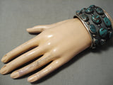 Supremely Rare Vintage Native American Navajo Green Bisbee Turquoise Sterling Silver Bracelet-Nativo Arts