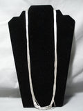 Very Old Vintage Native American Navajo Sterling Silver Tubule Heishi Necklace Old-Nativo Arts