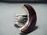 Tremendous Half Moon Navajo Purple Sterling Silver Ring Native American-Nativo Arts