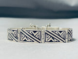 Important Hand Carved Cal Begay Sterling Silver Vintage Bracelet-Nativo Arts