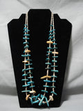 Chunky Nuggets Vintage Navajo Shell Turquoise Native American Necklace Old-Nativo Arts