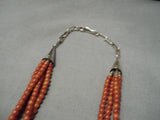 Museum Vintage Native American Navajo Rounded Coral Sterling Silver Necklace Old-Nativo Arts
