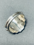Intricate Native American Navajo Blue Gem Turquoise Sterling Silver Buffalo Ring-Nativo Arts
