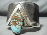Native American Heavy 243 Gram Natrive American #8 Turquoise Sterling Silver Bracelet-Nativo Arts