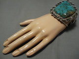 Magnificent Vintage Native American Navajo Herb Nez #8 Turquoise Sterling Silver Bracelet-Nativo Arts