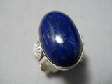 Important Navajo Lapis Sterling Silver Ring Native American-Nativo Arts