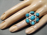 Quality Vintage Native American Navajo Satellite Blue Turquoise Sterling Silver Ring Old-Nativo Arts