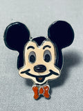 Whimsical Native American Zuni Coral Sterling Silver Mickey Mouse Ring-Nativo Arts