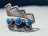 Rare Adjustable Shank Vintage Native American Navajo Lapis Sterling Silver Ring-Nativo Arts