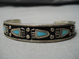 Magnificent Vintage Native American Navajo Morenci Turquoise Sterling Silver Bracelet Old-Nativo Arts