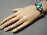 Astonishing Vintage Native American Navajo Carico Lake Turquoise Sterling Silver Bracelet-Nativo Arts