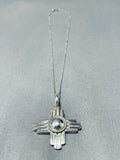 Native American Rare Vintage Rob Yellowhorse Sterling Silver Zia Necklace-Nativo Arts
