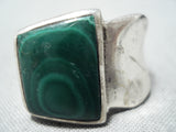 Magnificent Vintage Hopi Malachite Sterling Silver Ring Native American Old-Nativo Arts