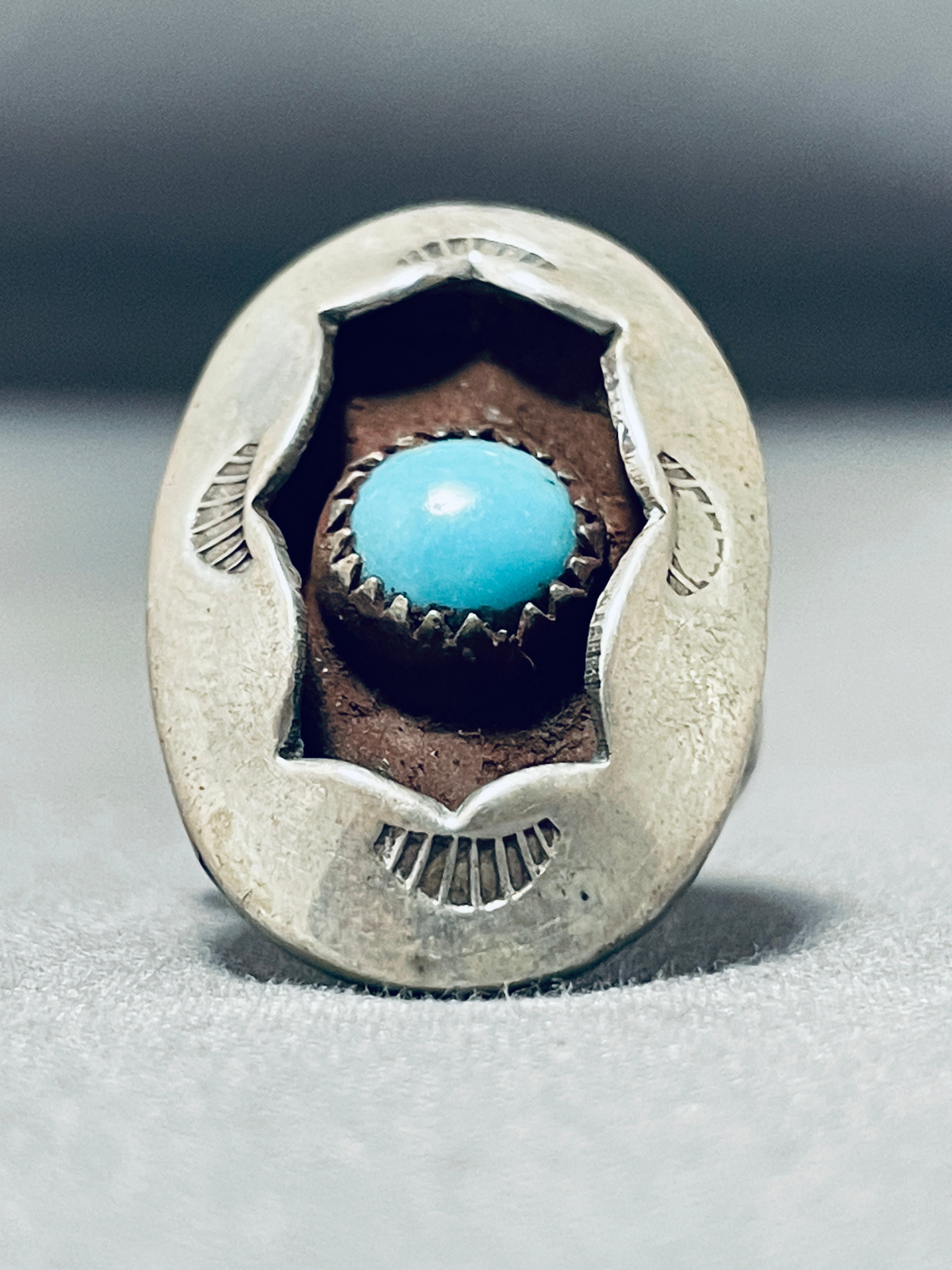 Sterling silver Native on sale American turquoise shadowbox ring