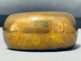 Luminous Vintage Signed Native American Navajo Solid Brass Huge Bracelet-Nativo Arts