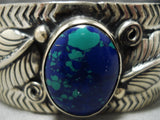 Stunning Vintage Navajo Wide Azurite Sterling Silver Native American Bracelet-Nativo Arts